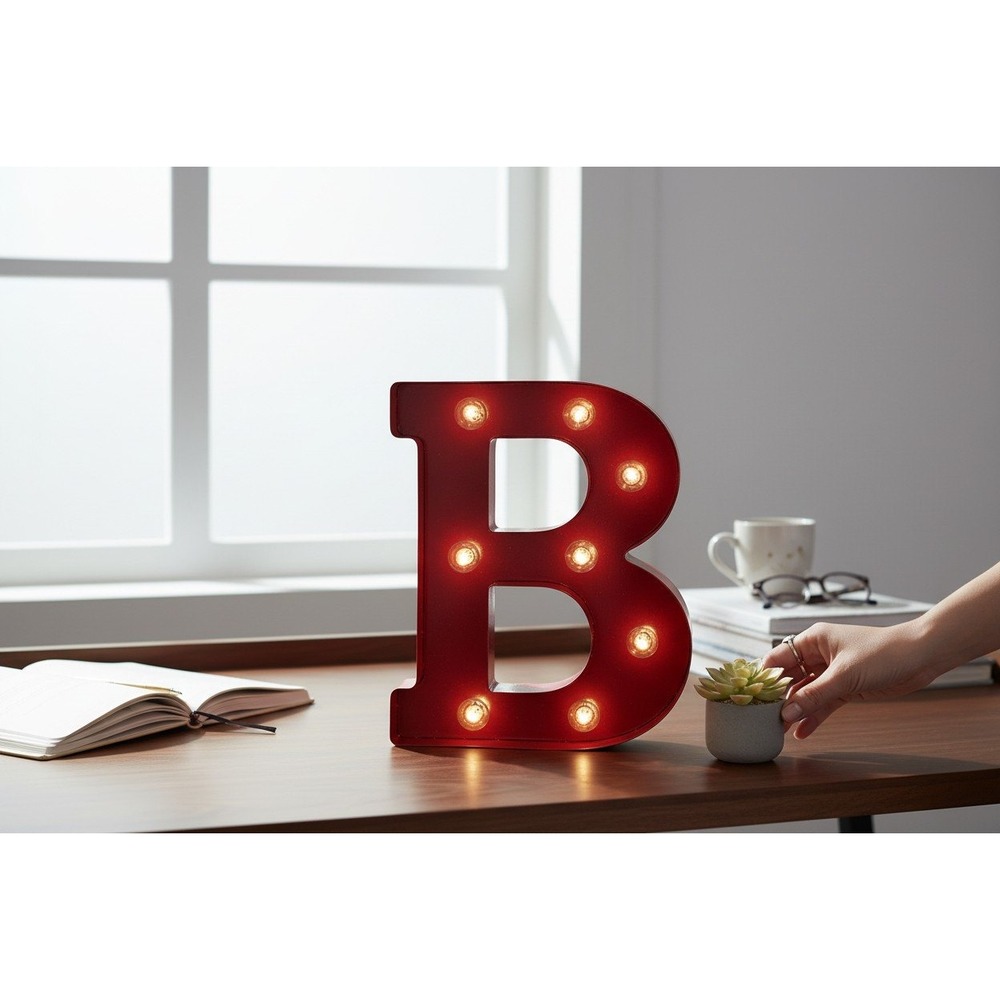 Cleveland Vintage Lighting Marquee Letter B Red 9.87in New Industrial Metal Sign